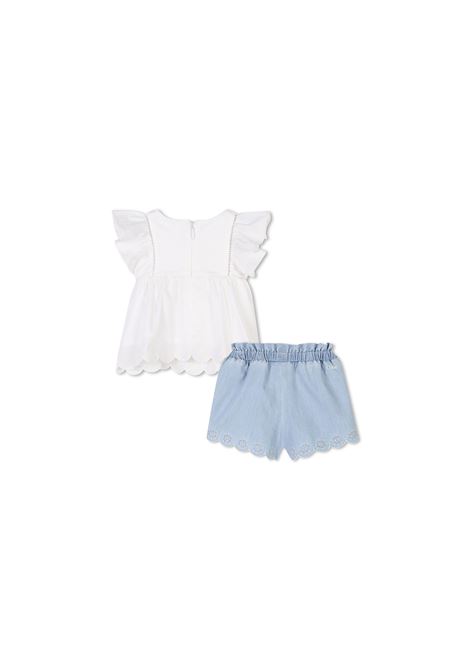 Set Blusa e Shorts In Bianco e Azzurro CHLOÉ KIDS | C20401N48